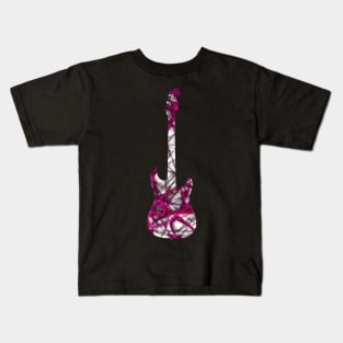 Pink Flame Guitar Silhouette on White Kids T-Shirt